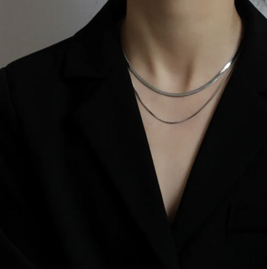 COLLAR DOBLE PLATEADO