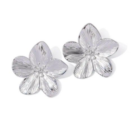 ARETE FLOR PLATEADA
